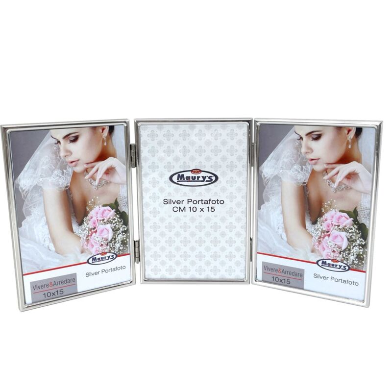 foto del prodotto portafoto a 3 cornici in colore silver foto 10x15 cm maury s