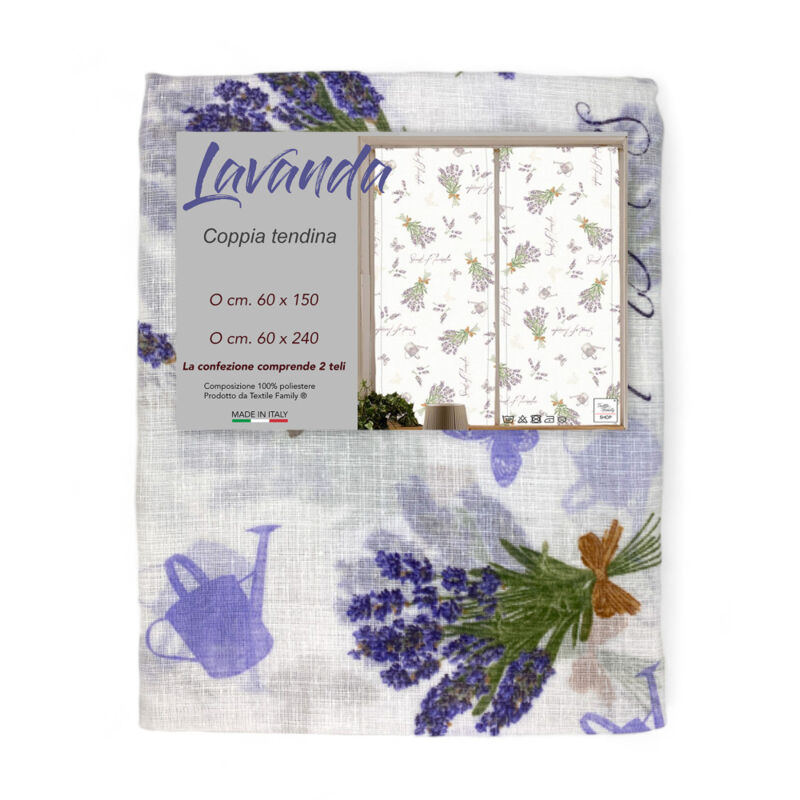 foto del prodotto coppia tendina a vetro lavanda larga cm. 60 da finestra e da porta coppia 2 teli cm. 60x150