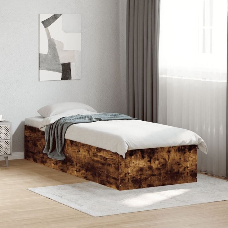 foto del prodotto vidaxl giroletto senza materasso rovere fumo 75x190 cm in truciolato