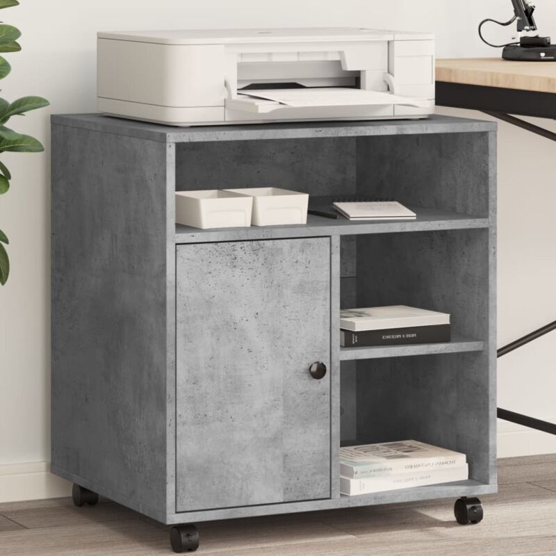 foto del prodotto vidaxl supporto per stampante con ruote grigio cemento 60x50x67 cm