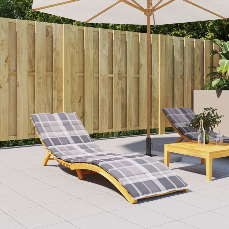 foto del prodotto vidaxl cuscino per lettino a quadri grigi 200x70x3cm tessuto oxford