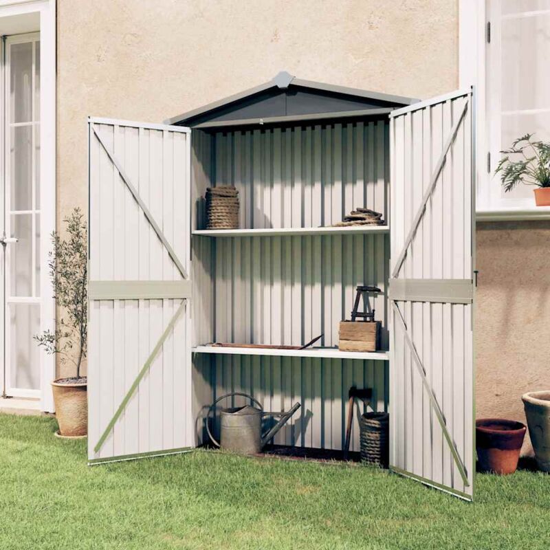 foto del prodotto vidaxl capanno da giardino grigio 116x45x175 cm in acciaio zincato