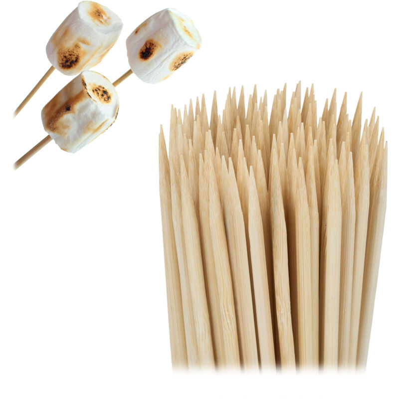 foto del prodotto relaxdays spiedini in legno, set 500 spiedi da 40 cm per salsicce, griglia e barbecue, attrezzo bbq, bamb , naturale