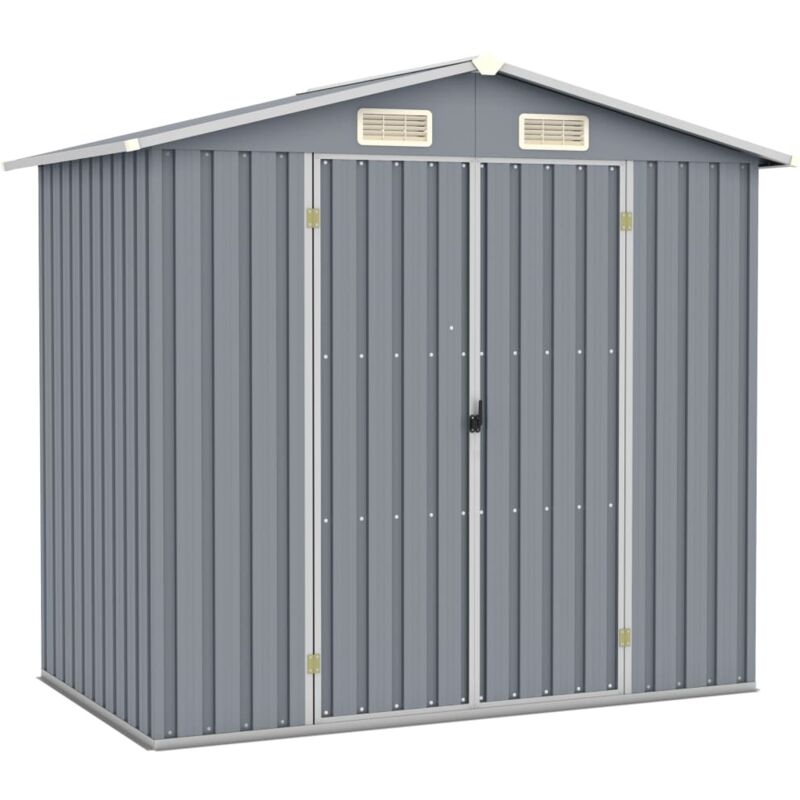 foto del prodotto vidaxl capanno da giardino grigio 205x129x183 cm in acciaio zincato