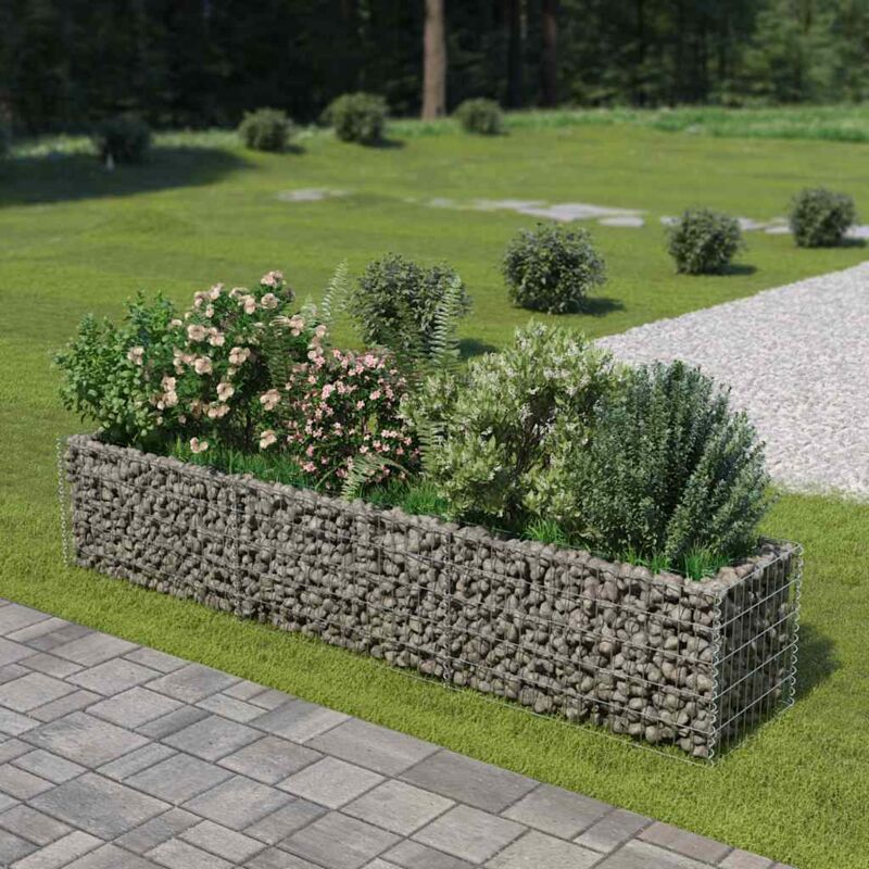foto del prodotto vidaxl gabbione letto rialzato in acciaio zincato 270x50x50 cm