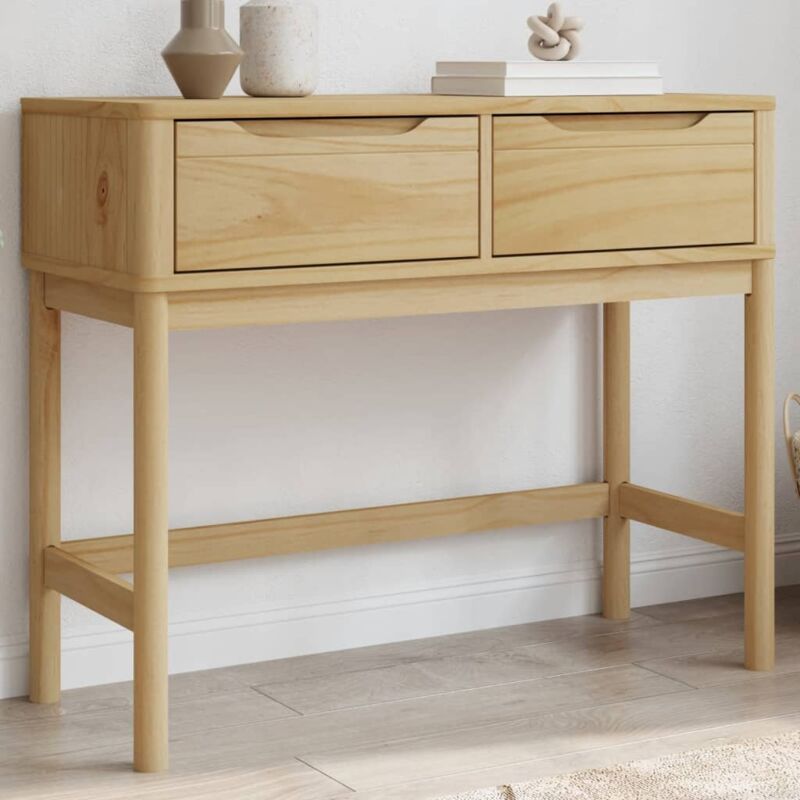 foto del prodotto tavolo consolle floro 89,5x36,5x73 cm marrone cera legno pino vidaxl