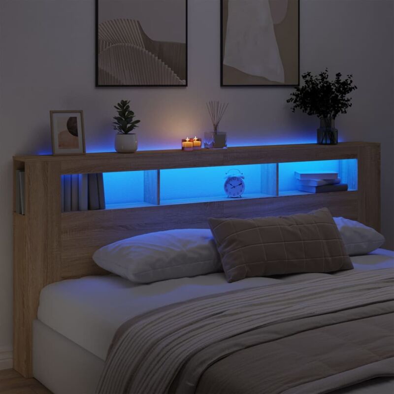 foto del prodotto testiera led rovere sonoma 220x18,5x103,5 cm legno multistrato vidaxl
