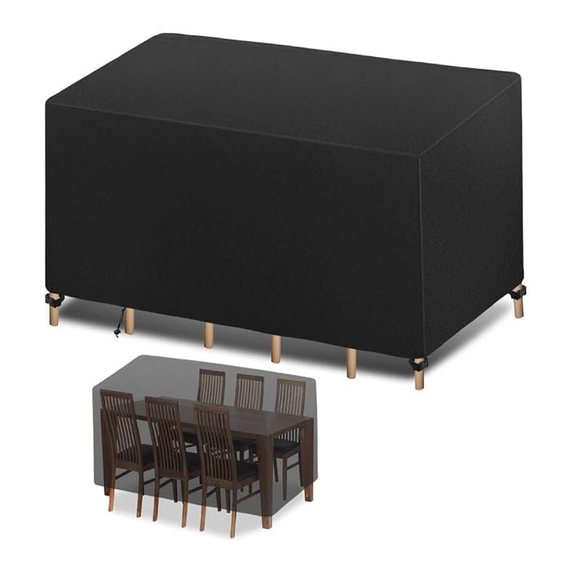 foto del prodotto l h cfcahl copertura per mobili da giardino 200x100x75cm 420d oxford nero copertura per tavolo da giardino rettangolare telo di protezione tavolo
