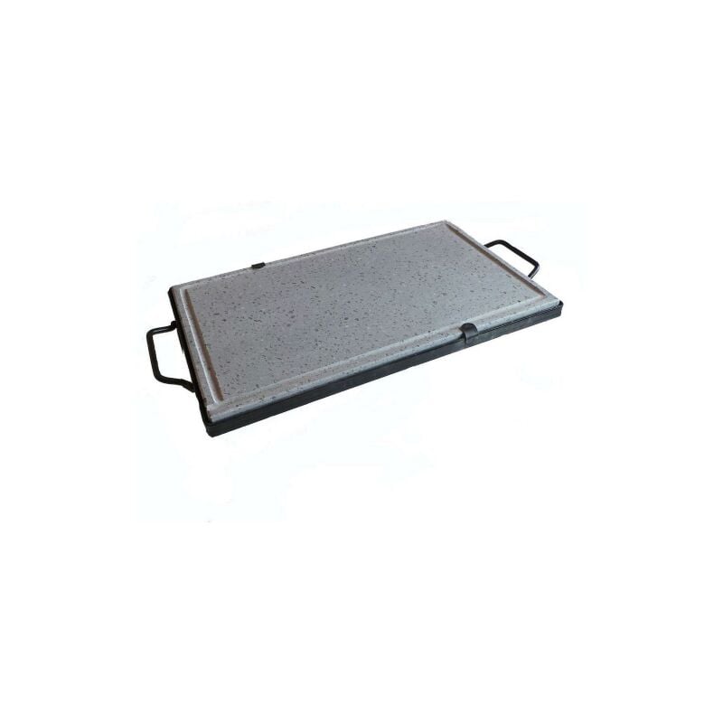 foto del prodotto bistecchiera con telaio e manici 40x70 cm in pietra naturale ollare spessore 2 cm lavica barbecue griglia made in italy naturale 40x70 cm koem