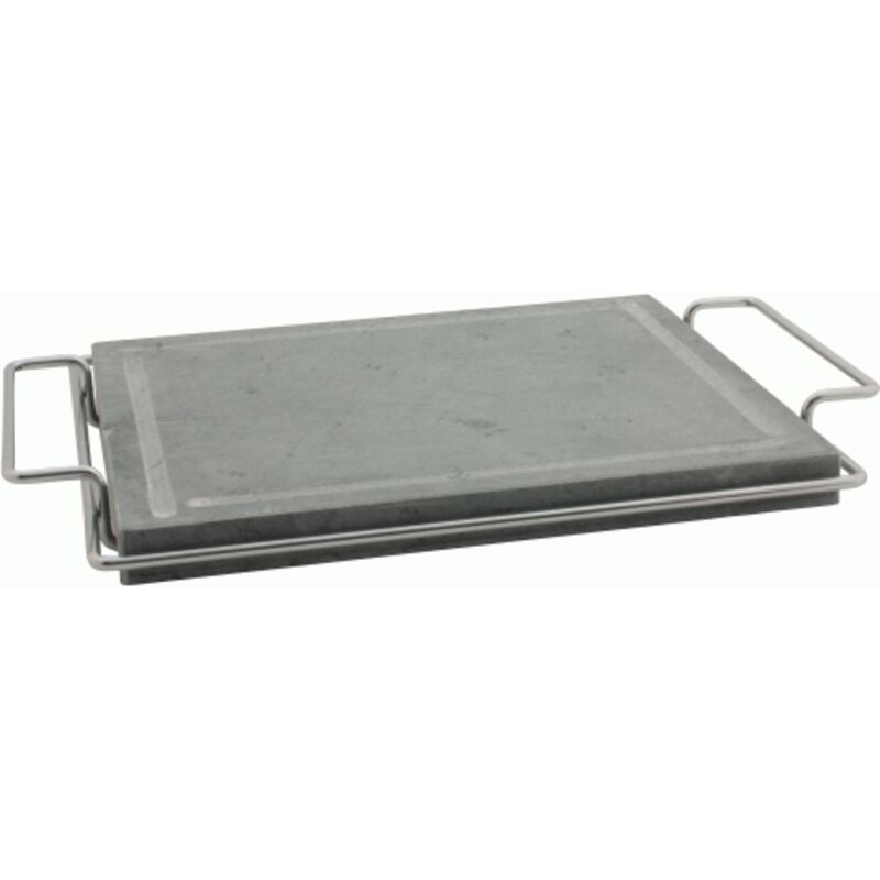 foto del prodotto bistecchiera 30x30 cm in pietra naturale ollare lavica con manici e piedi di sostegno per barbecue griglia cottura dietetica made in italy