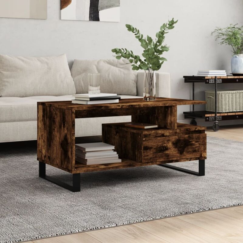 foto del prodotto vidaxl tavolino da salotto rovere fumo 90x49x45 cm legno multistrato