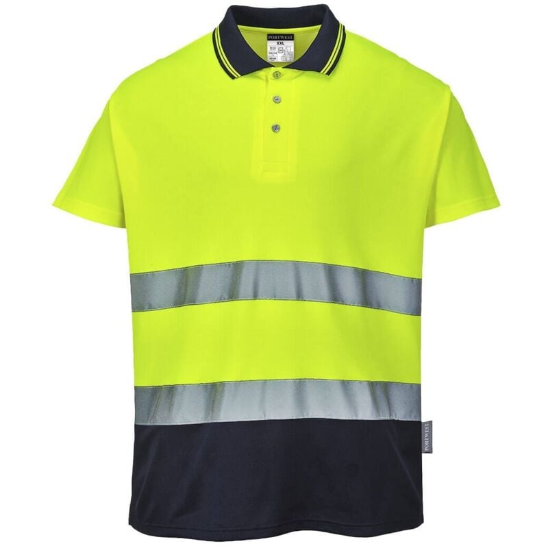 foto del prodotto portwest polo ad alta visibilita cotton comfort giallo blue giallo navy m