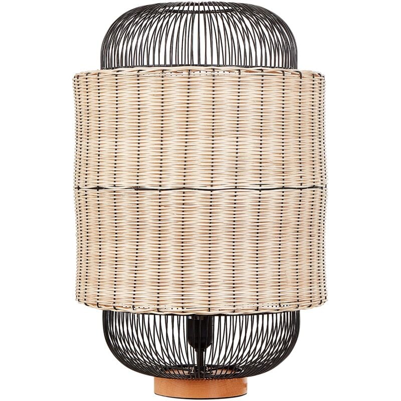 foto del prodotto beliani lampada da tavolo in rattan naturale con paralume naturale e nero 55 cm tanganyika