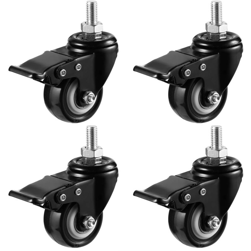 foto del prodotto 4pcs 50mm trasporto ruote ruote girevoli ruote in gomma ruote mobili ruote sedia spiaggia ruote girevoli ruote pesanti 4 ruote con freno per mobili,