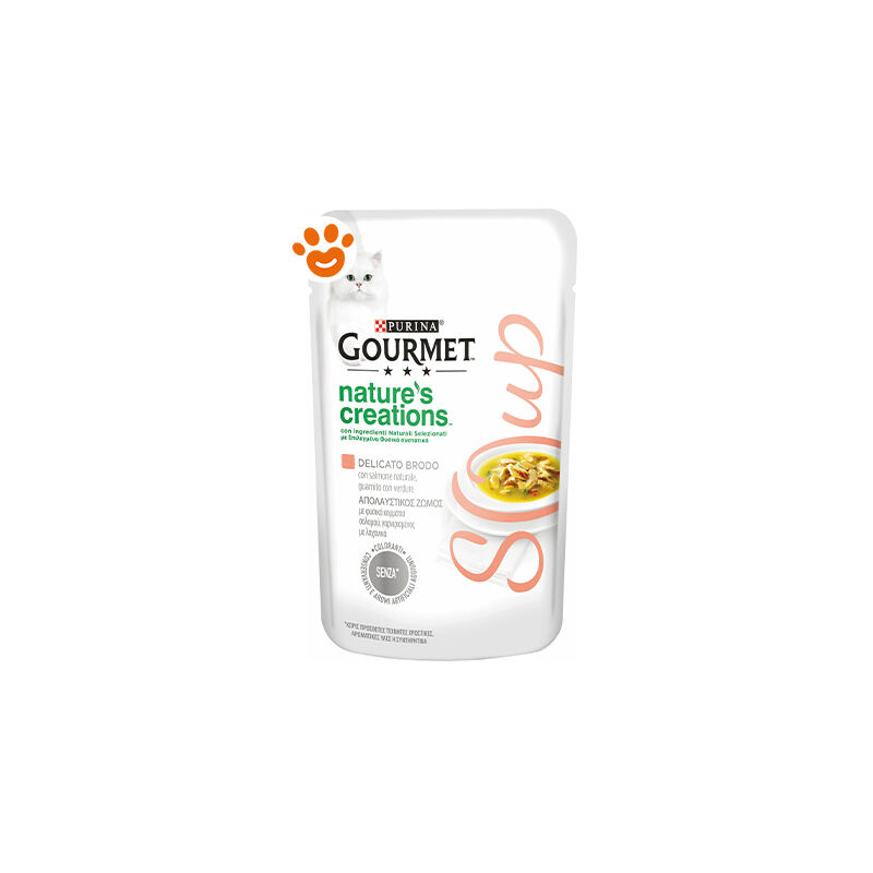 foto del prodotto purina cat gourmet nature creations soup brodo salmone verdure purina cat gourmet nature creations soup brodo salmone verdure bustina da 40 gr