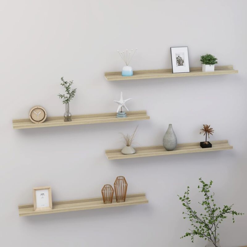 foto del prodotto furniture limited mensole da parete 4 pz rovere sonoma 80x9x3