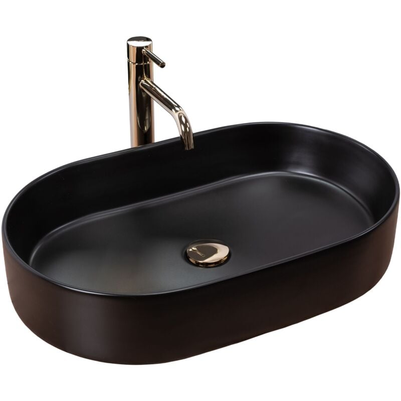 foto del prodotto lavabo da appoggio in ceramica rea nadia black mat