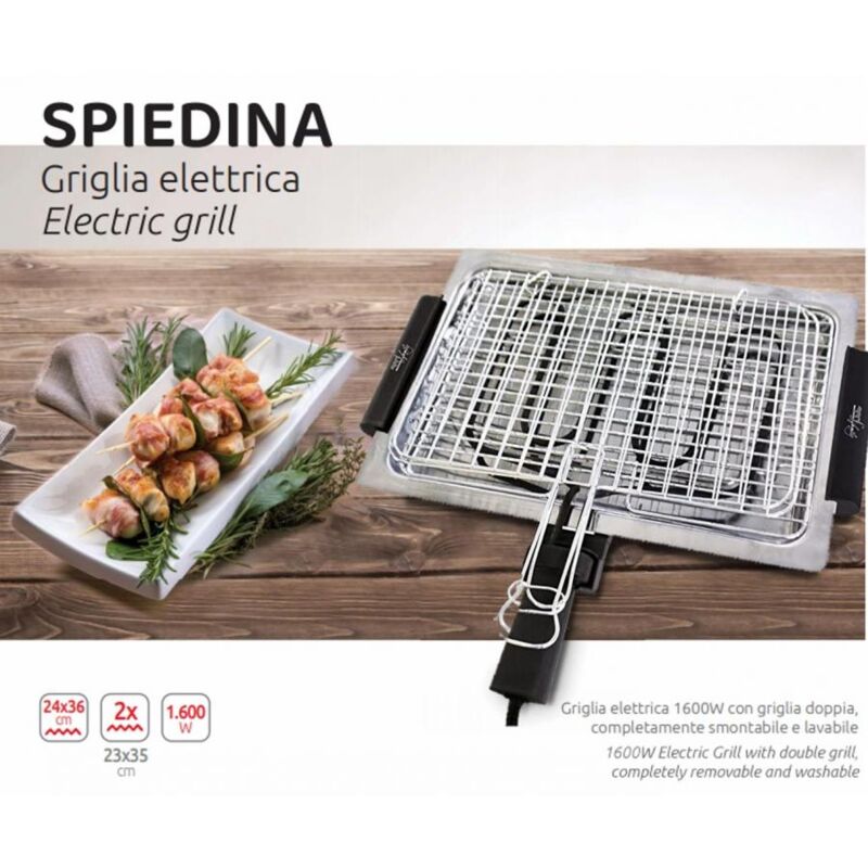 foto del prodotto bistecchiera grill barbecue piastra elettrica 1600 watt melchioni family 24x36