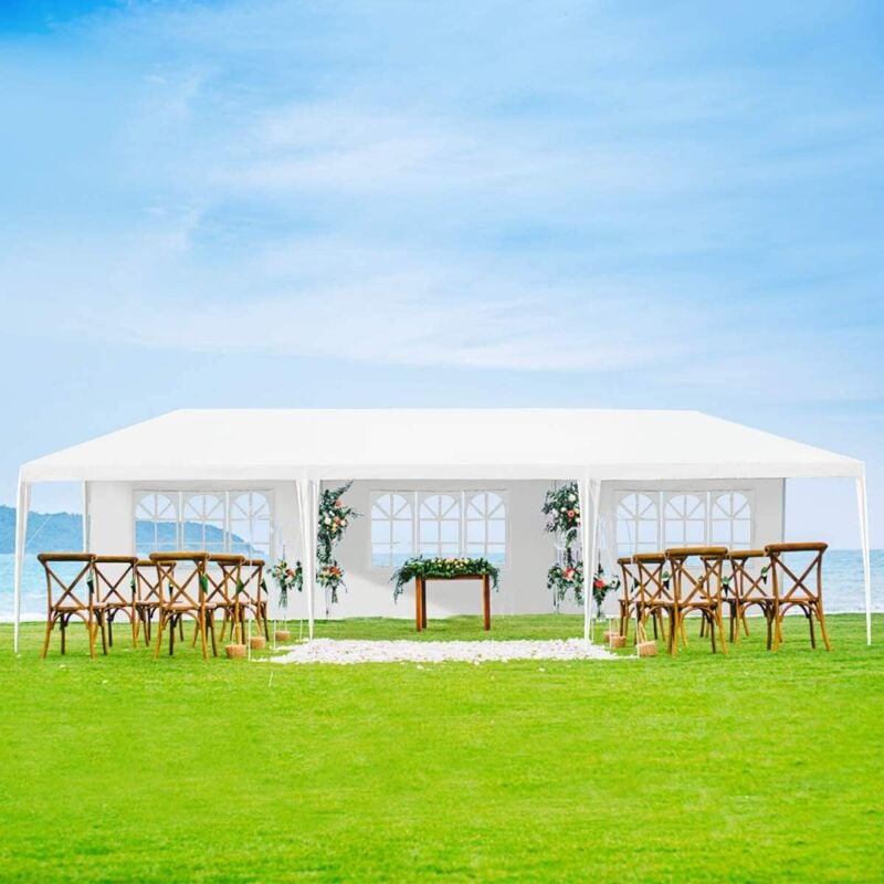 foto del prodotto 3x9m tendone per feste gazebo padiglione impermeabille e anti uv con 5 pannelli laterali staccabili, borsa per giardino, matrimonio goplus