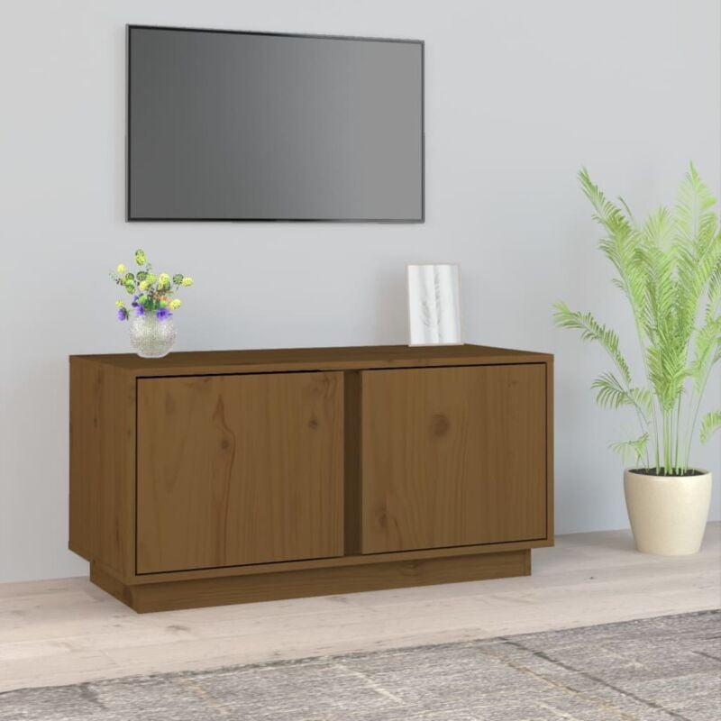 foto del prodotto vidaxl mobile porta tv ambra 80x35x40,5 cm in legno massello di pino