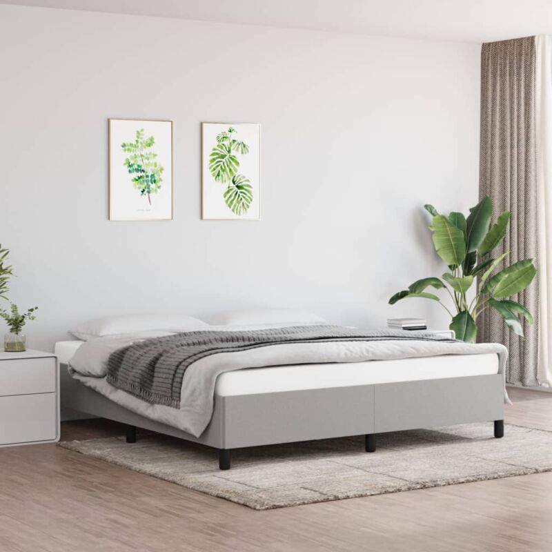 foto del prodotto vidaxl giroletto senza materasso grigio chiaro 160x200 cm tessuto
