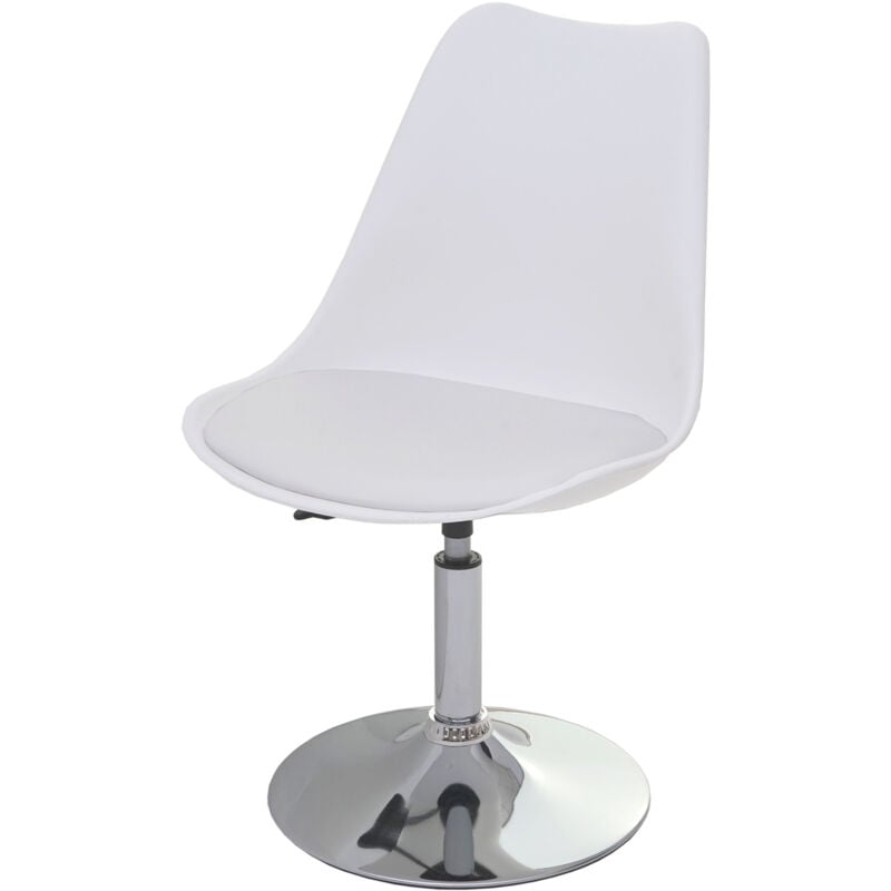 foto del prodotto sedia girevole moderno elegante serie malmoe t501 acciaio cromato ecopelle bianco