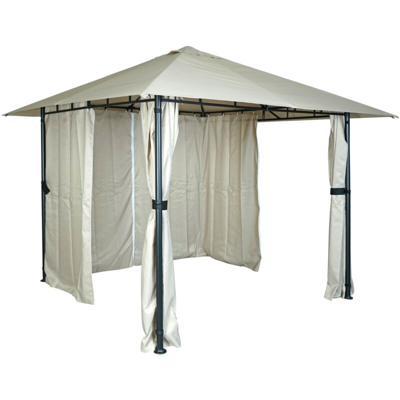 foto del prodotto gazebo pergola tende baldacchino moderno elegante giardino patio hhg 053 acciaio poliestere 3x3m avorio beige