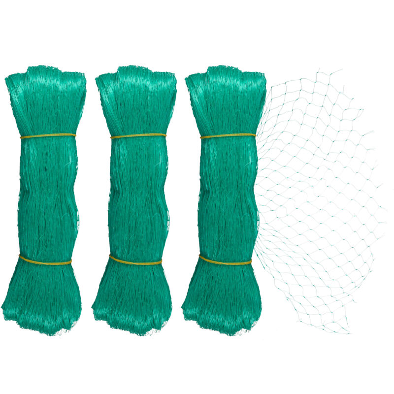 foto del prodotto relaxdays set da 3 reti anti uccelli di protezione orto da 5x4 m, maglia 20x20mm, telo copri piante da giardino, verde