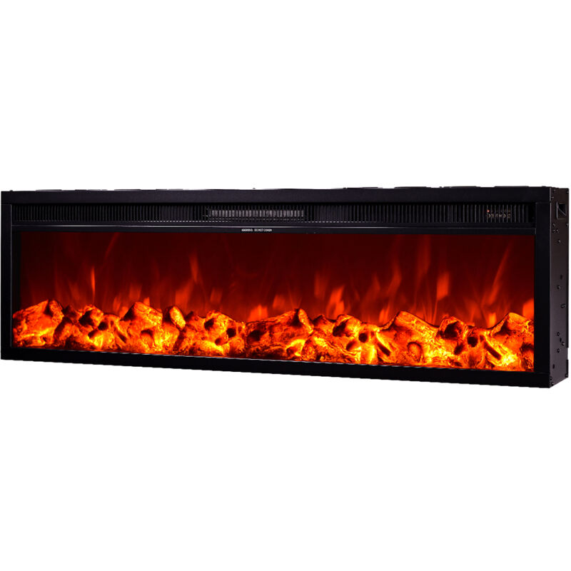 foto del prodotto camino elettrico da incasso 40x128x18 cm effetto fiamma 1500w tanzania nero