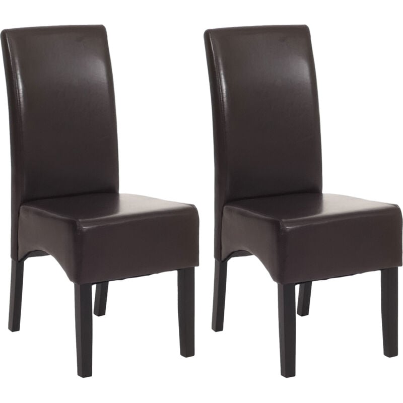 foto del prodotto set 2x sedie littau ecopelle soggiorno cucina sala da pranzo 56x43x90cm marrone piedi scuri