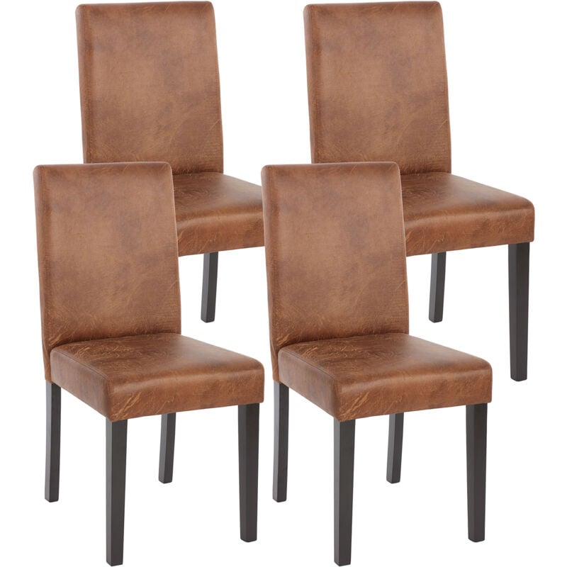 foto del prodotto set 4x sedie littau tessuto soggiorno cucina sala da pranzo effetto scamosciato 56x43x90cm piedi scuri