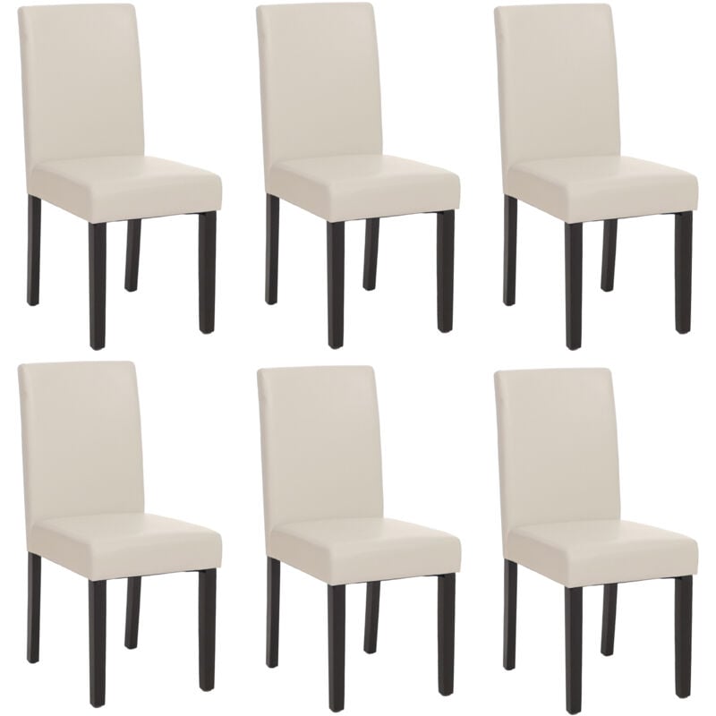 foto del prodotto set 6x sedie littau ecopelle soggiorno cucina sala da pranzo 56x43x90cm bianco piedi scuri