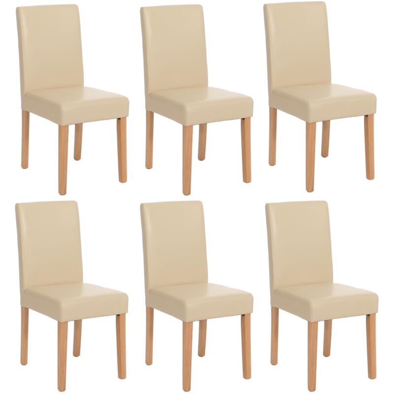 foto del prodotto set 6x sedie littau pelle soggiorno cucina sala da pranzo 43x56x90cm avorio piedi chiari
