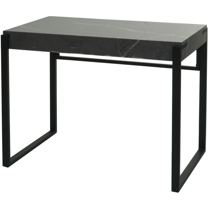 foto del prodotto hhg scrivania consolle tavolo da salotto 702 80x100x54cm ferro verniciato mdf effetto marmo
