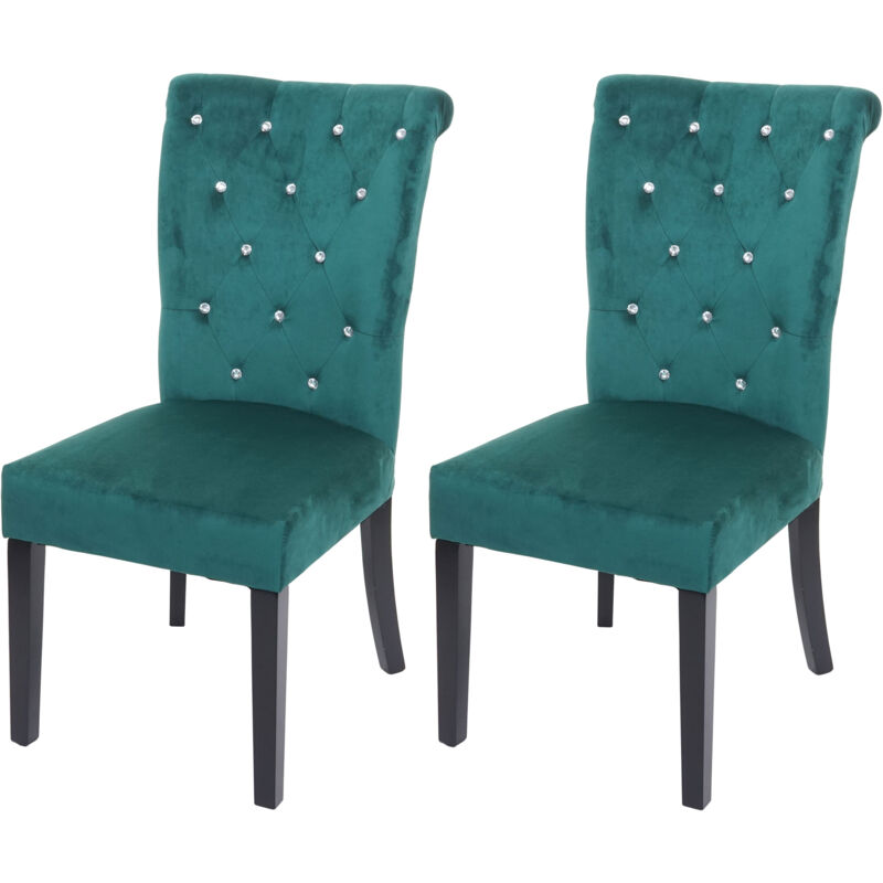 foto del prodotto set 2x sedie per sala da pranzo soggiorno hhg 513 100x51x64cm velluto verde