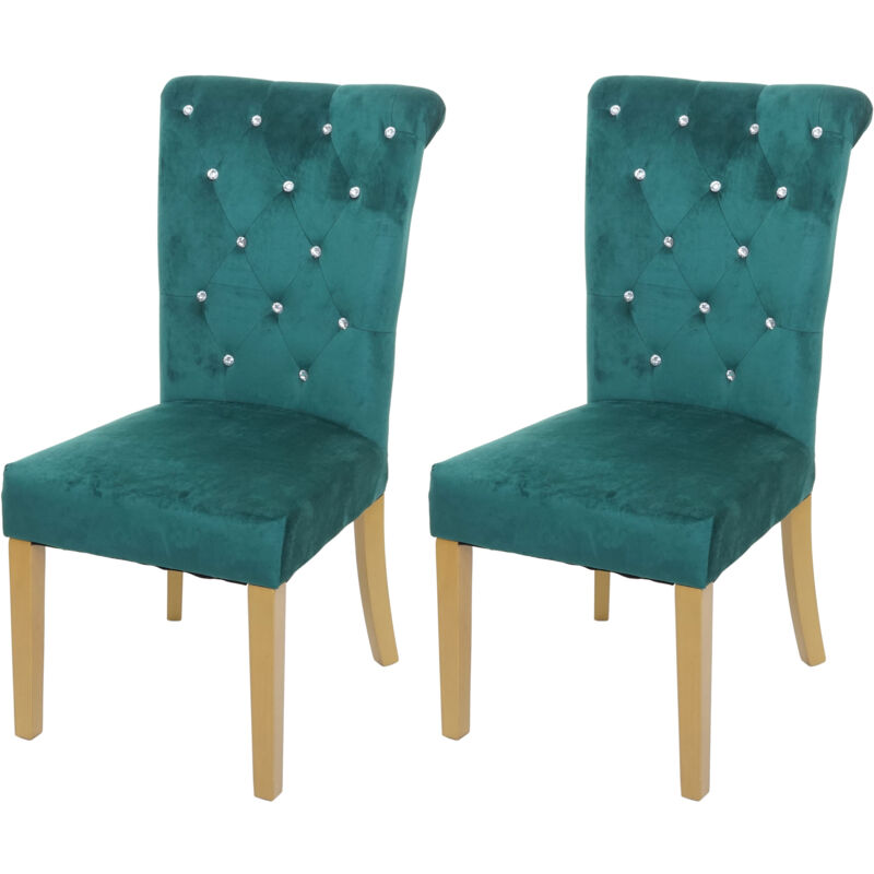 foto del prodotto set 2x sedie per sala da pranzo soggiorno hhg 513 100x51x64cm velluto verde con gambe dorate