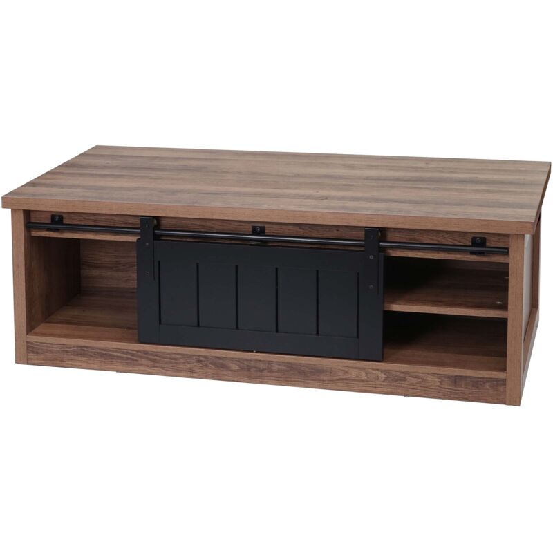 foto del prodotto hhg tavolino tavolo salotto con anta scorrevole industriale 633 44x120x60cm marrone