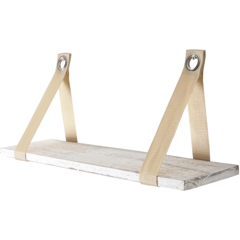 foto del prodotto mensola ripiano shabby vintage var legno paulonia 13x50x21cm bianco
