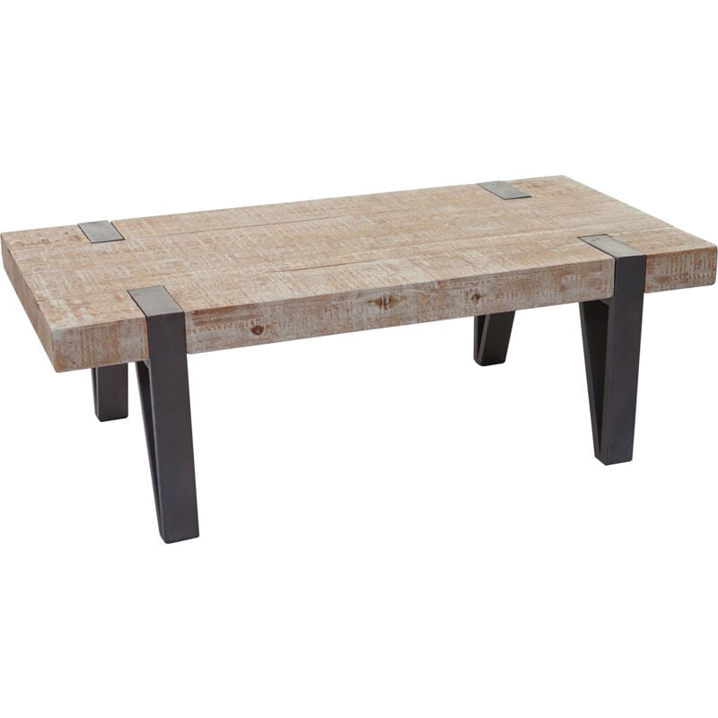 foto del prodotto tavolino salotto divano elegante hhg 891b legno pino massello 40x120x60cm piedi metallo