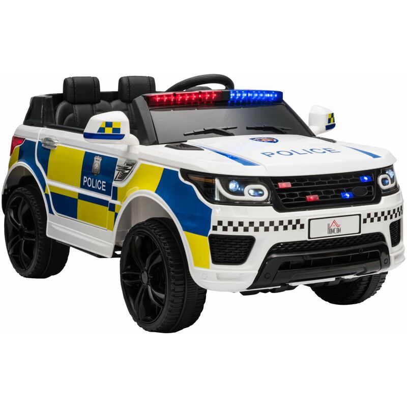 foto del prodotto macchina elettrica dapolizia per bambini 12v police bianca