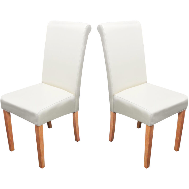 foto del prodotto set 2x sedie soggiorno elegante novara ii pelle sala da pranzo 60x41x99cm avorio piedi chiari