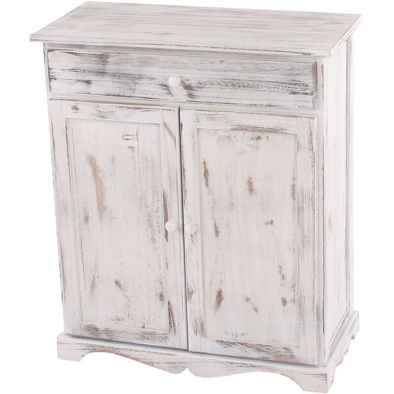 foto del prodotto credenza cassettiera shabby vintage legno paulonia cassetto sportelli 33x66x78cm bianco