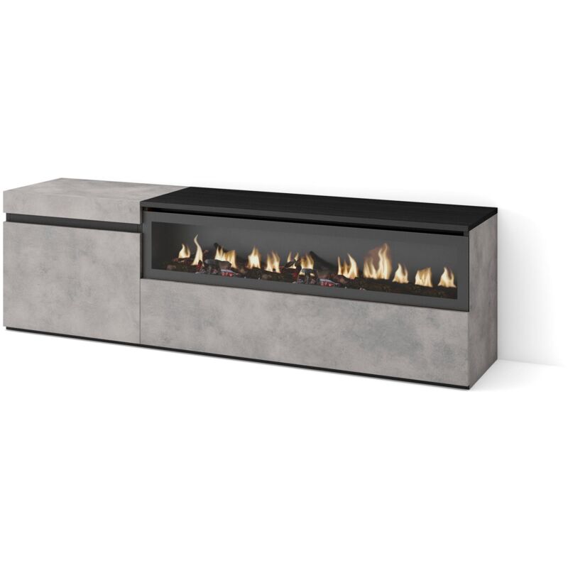 foto del prodotto mobile tv soggiorno, ampio spazio a disposizione, 150x45x35cm, per tv fino a 65 , camino elettrico, stile moderno, grigio cemento skraut home