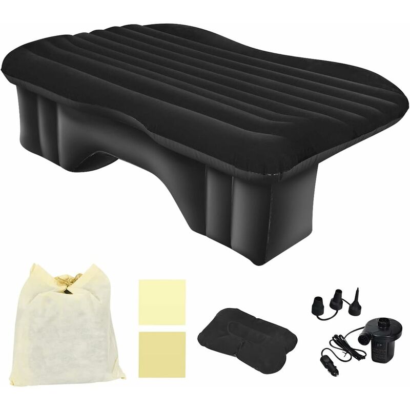 foto del prodotto relax4life materasso gonfiabile per auto portata 300kg, letto campeggio ad aria per auto con pompa elettrica da 12v 75w, borsa per il trasporto,