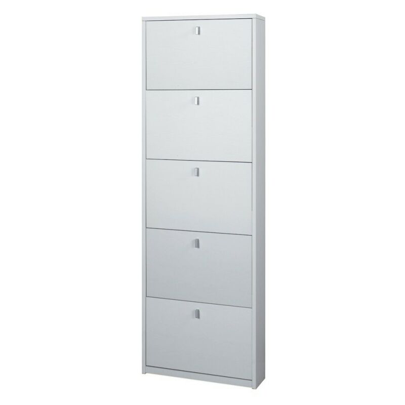 foto del prodotto scarpiera slim cinque ante bianco cenere 63x18x h190 cm