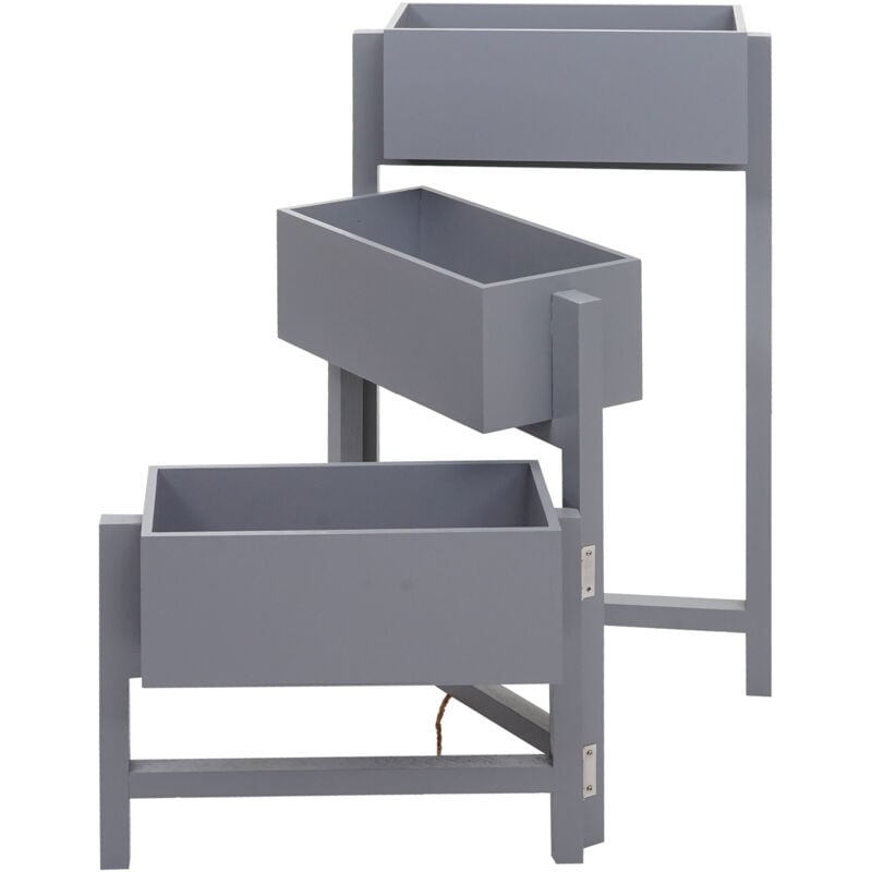 foto del prodotto hhg set 3x portavasi decorativi uniti con cerniere shabby vintage t275 legno paulonia grigio blu
