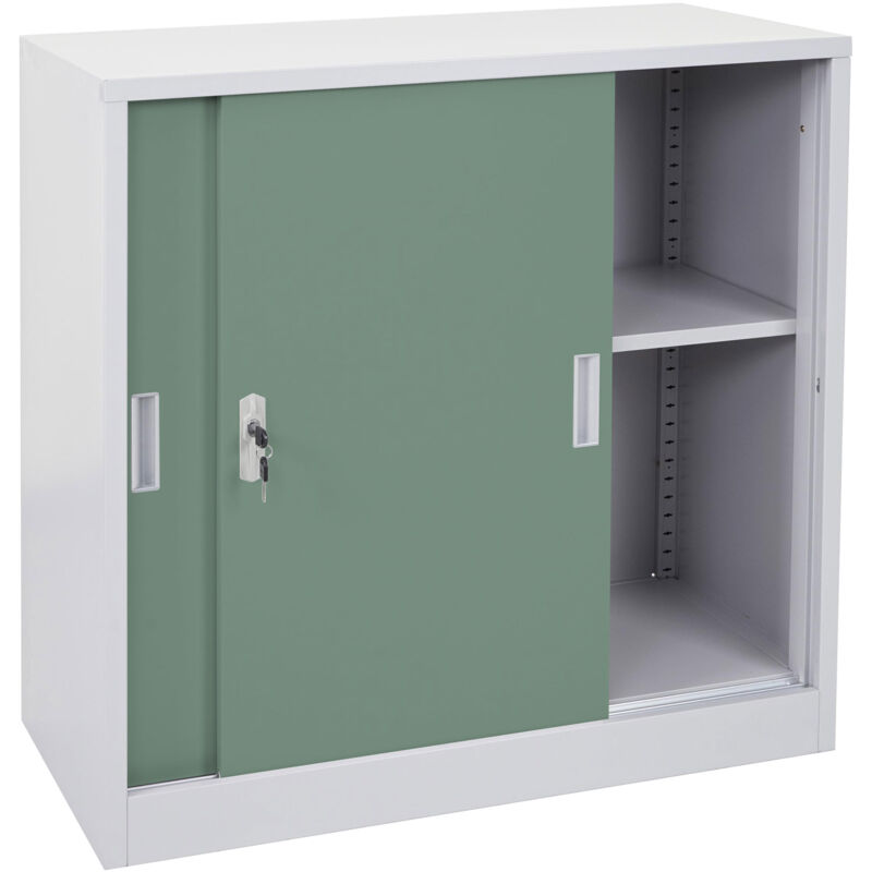 foto del prodotto arredo ufficio archivio classificatore hhg 588 acciaio ante scorrevoli 45x90x90cm verde grigio