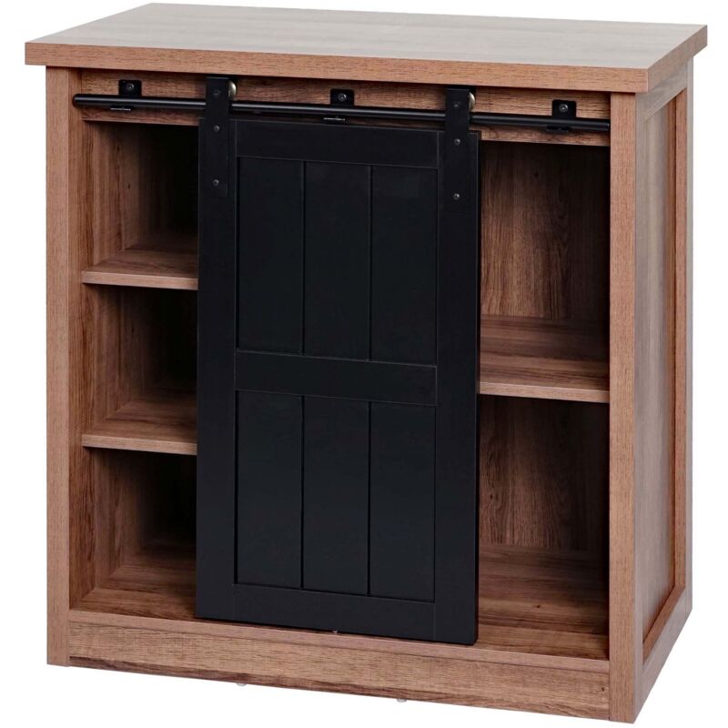 foto del prodotto cassettiera con anta scorrevole salotto industriale hhg 119 84x80x40cm marrone