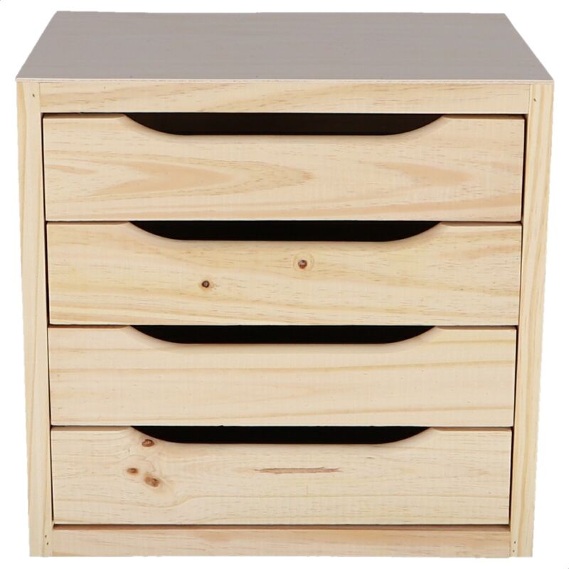 foto del prodotto mobili e decorazioni wellhome cassettiera 4 cassetti rifiniti senza vernice naturale