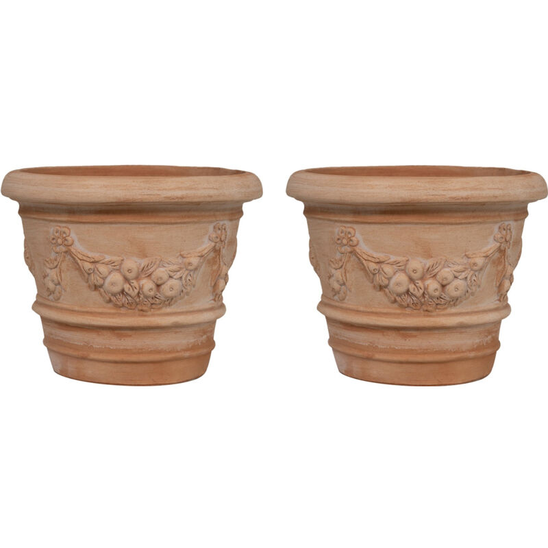 foto del prodotto set 2 vasi in terracotta vaso da esterno rotondo 40x30 cm fioriera da giardino fatto a mano made italy vaso tondo da balcone